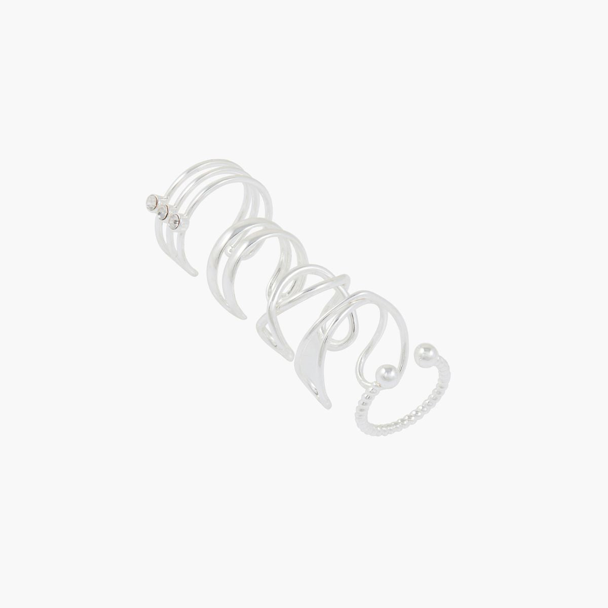 Set de 5 ear cuffs argentés