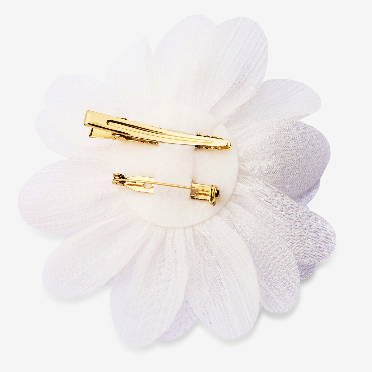 Broche fleur blanche en tissu