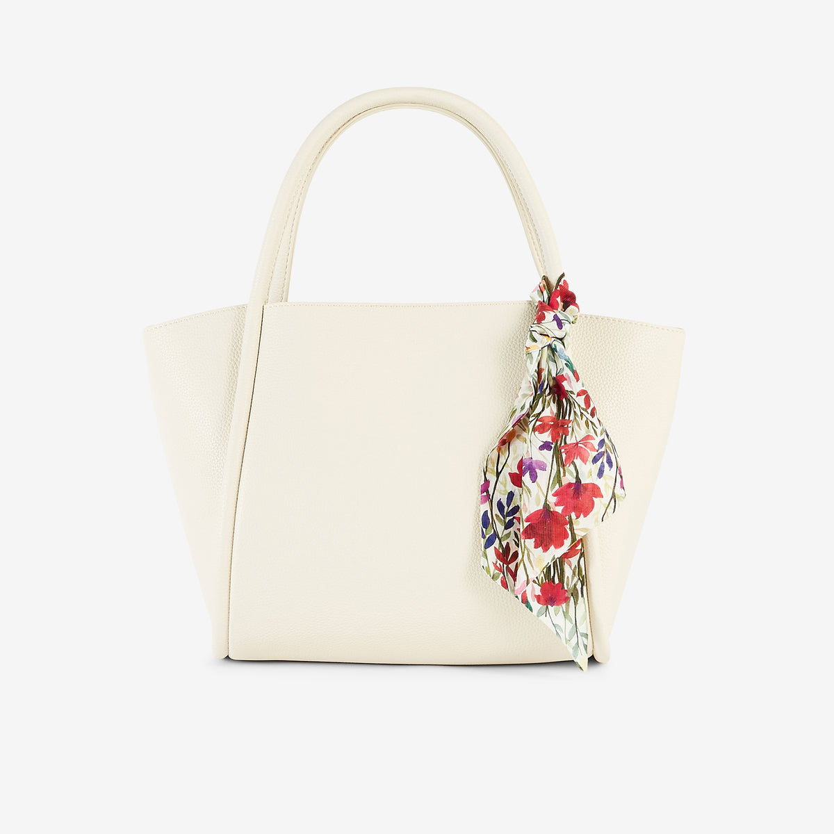 Sac cabas effet grainé blanc avec foulard