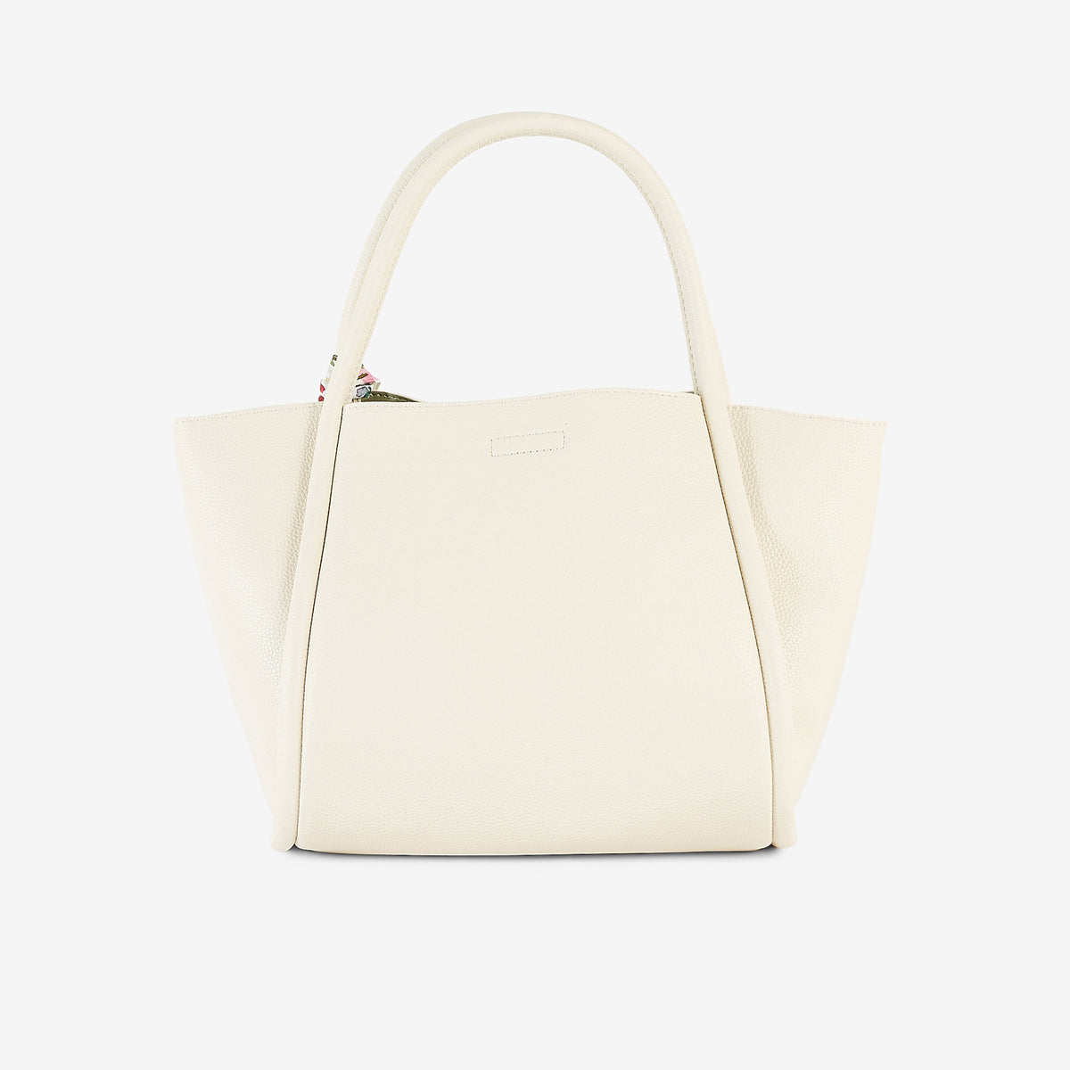 Sac cabas effet grainé blanc avec foulard