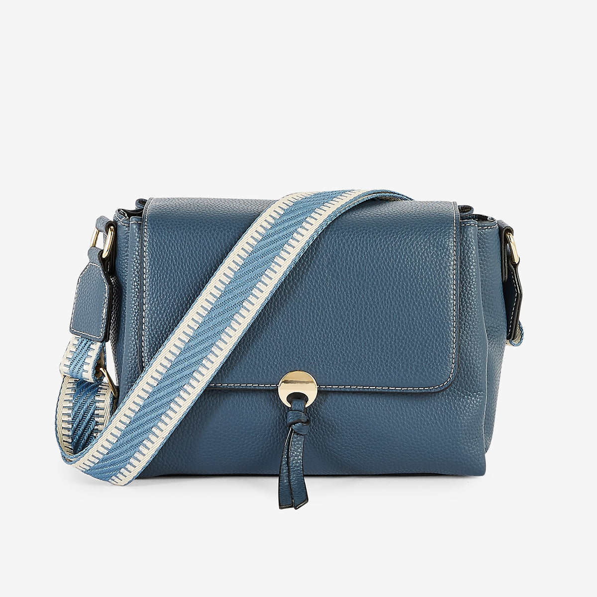Sac à bandoulière effet grainé bleu