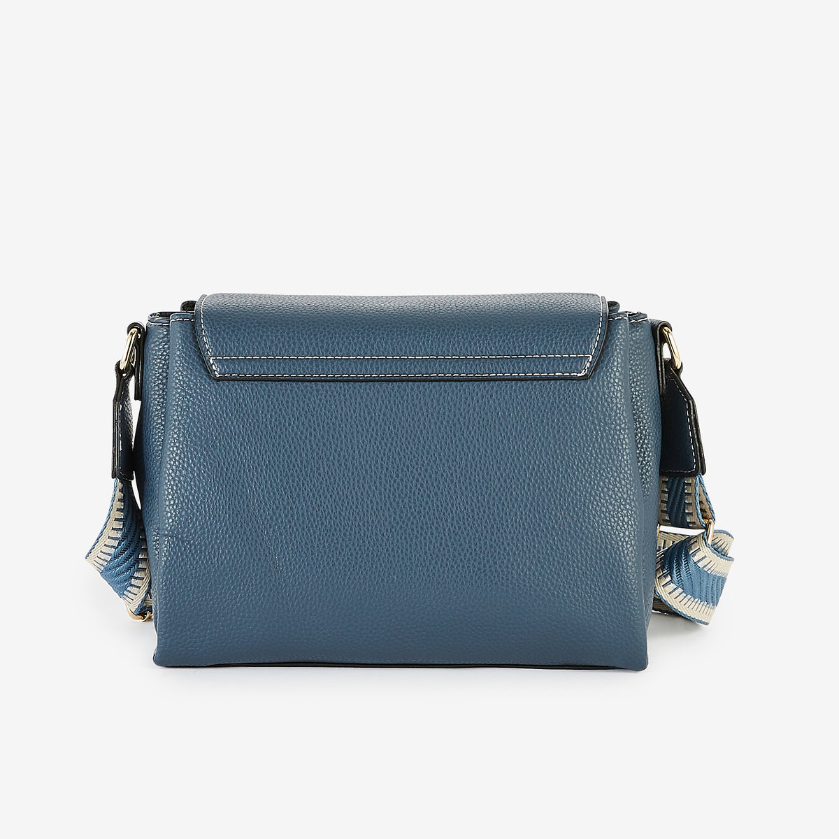 Sac à bandoulière effet grainé bleu