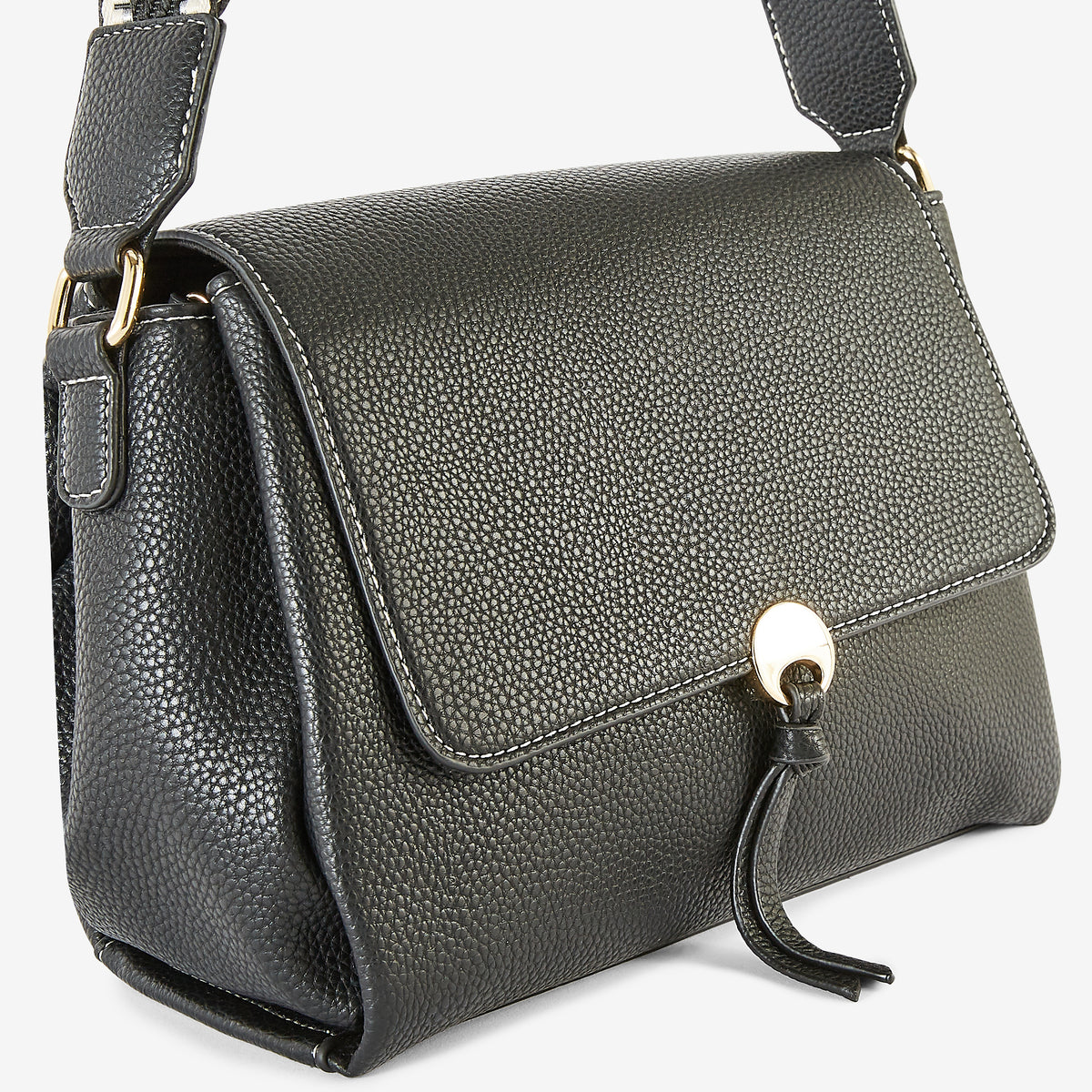 Sac à bandoulière effet grainé noir