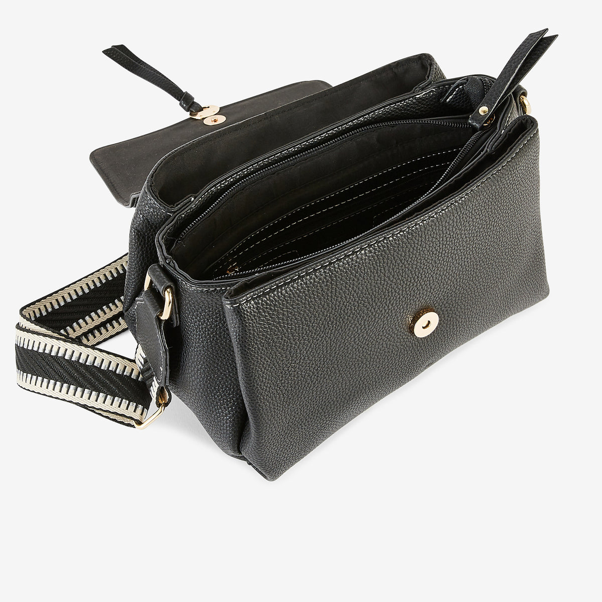 Sac à bandoulière effet grainé noir