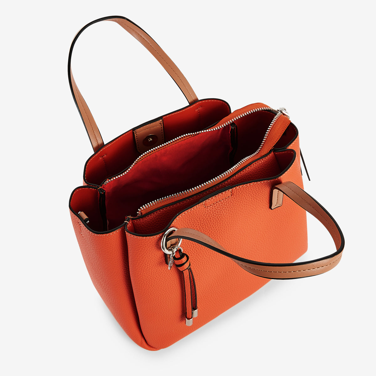 Sac à main effet grainé corail