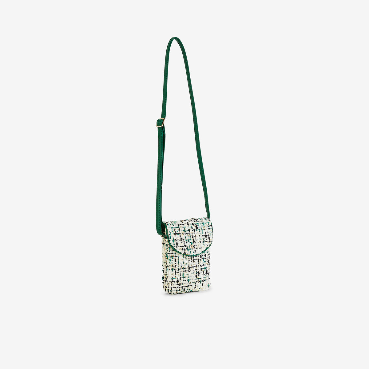 Pochette de téléphone en tweed vert