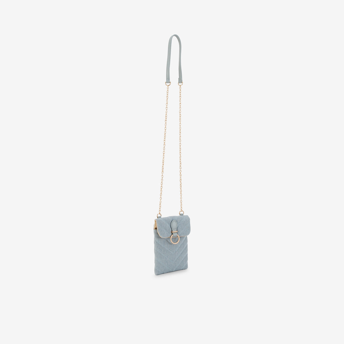 Pochette de téléphone matelassée en tissu bleu