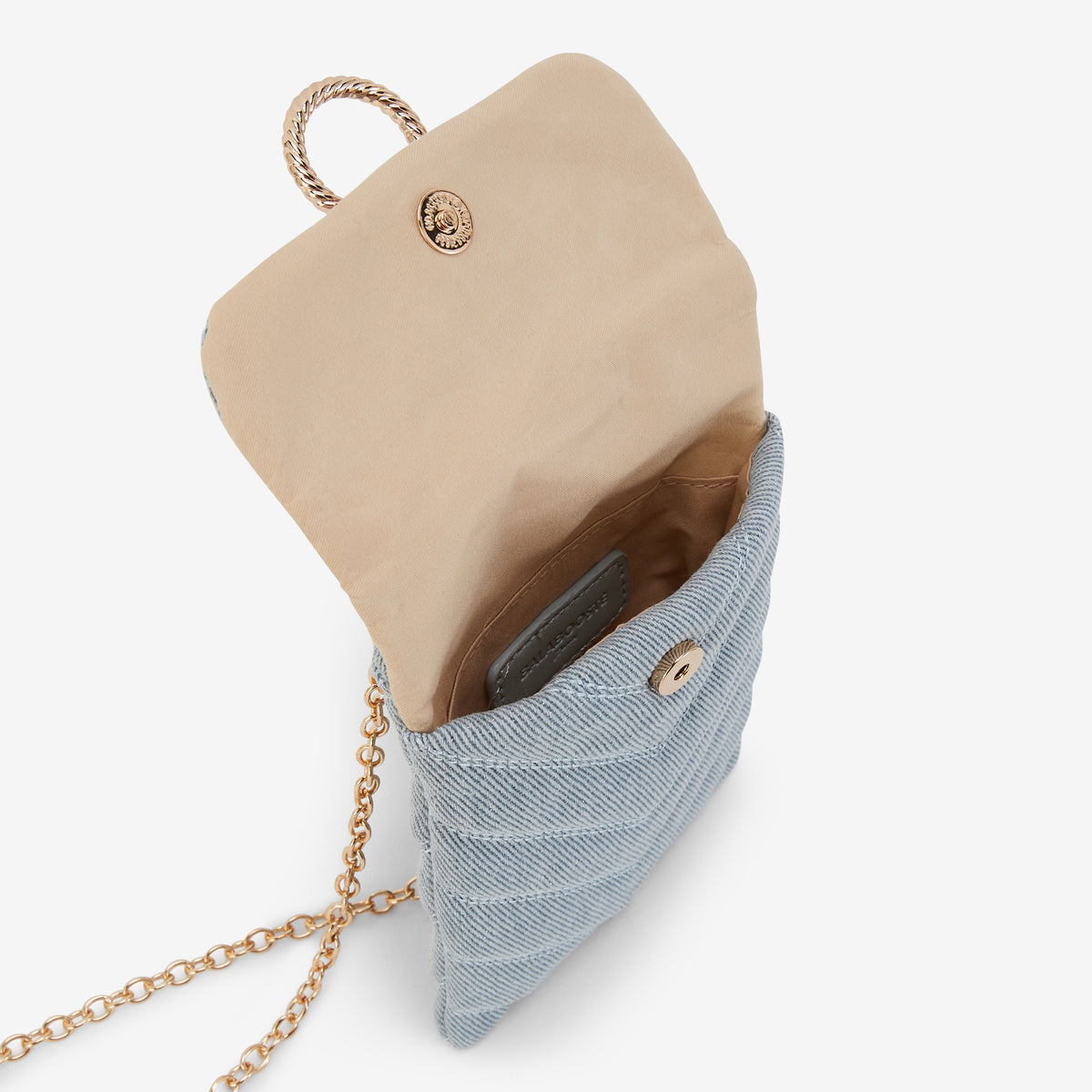 Pochette de téléphone matelassée en tissu bleu