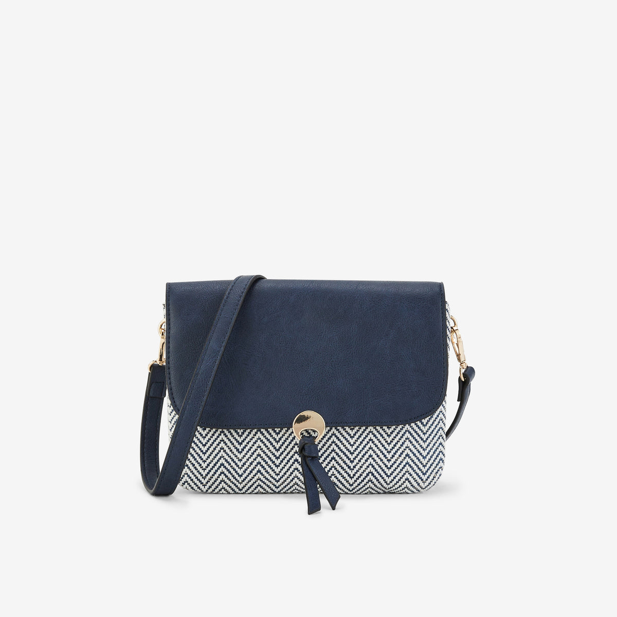Sac à bandoulière bi-matière bleu marine