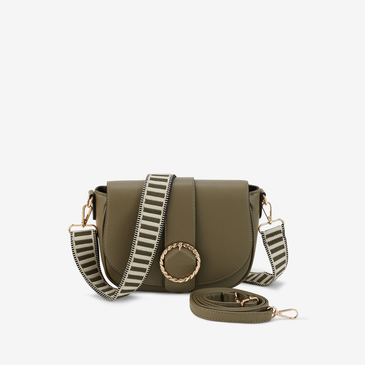 Sac kaki avec bandoulière à motifs