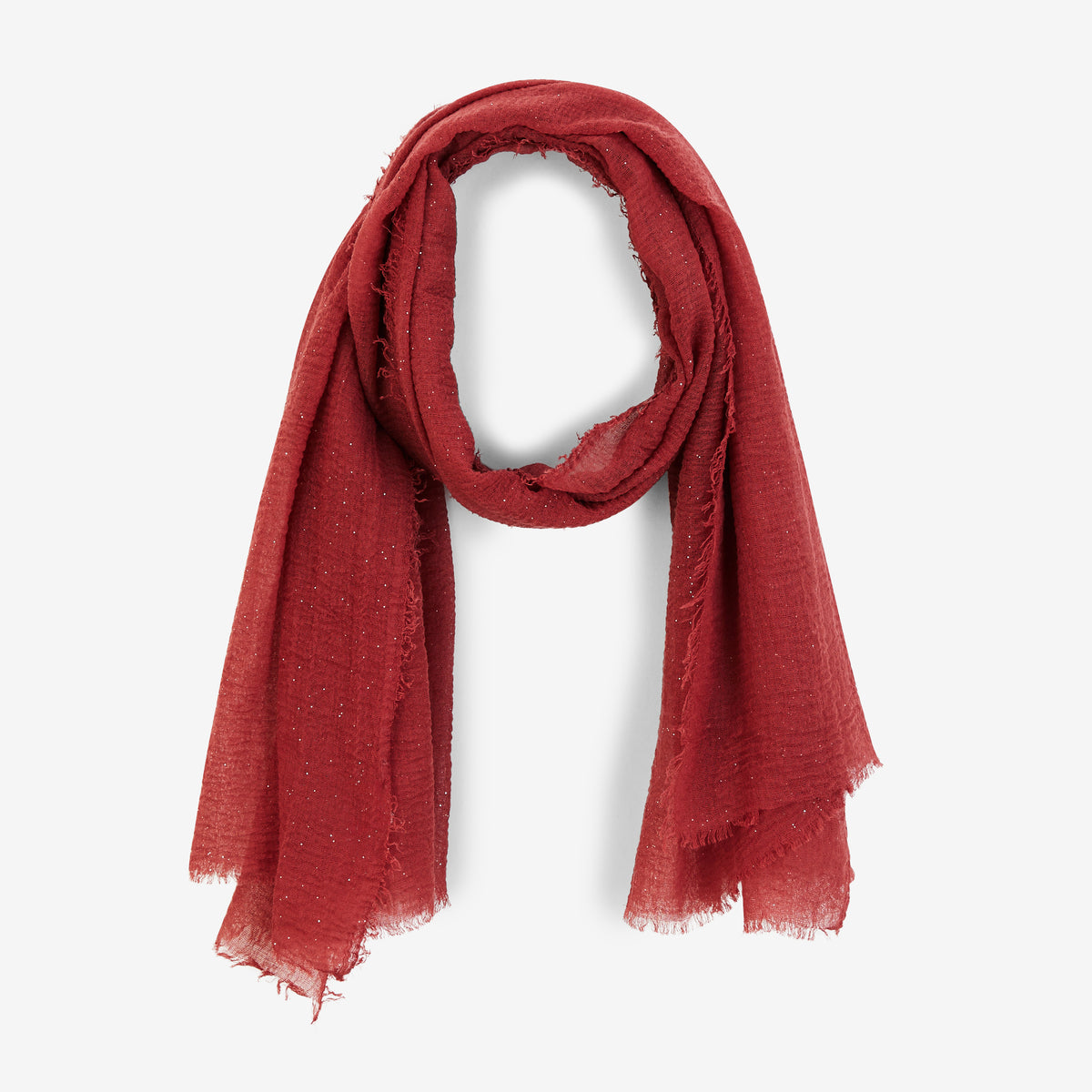 Foulard uni rouge paillettes