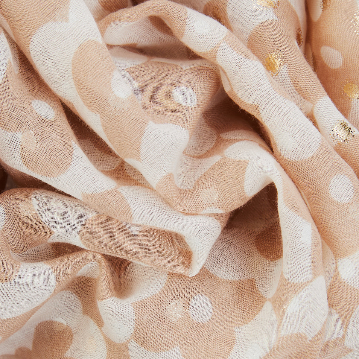 Foulard petites fleurs graphiques beige et ivoire