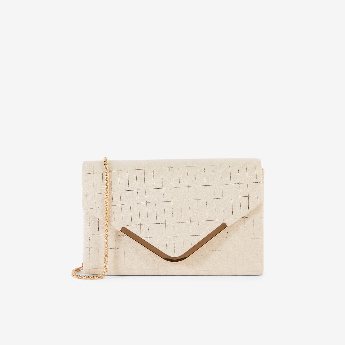 Pochette cérémonie en textile beige