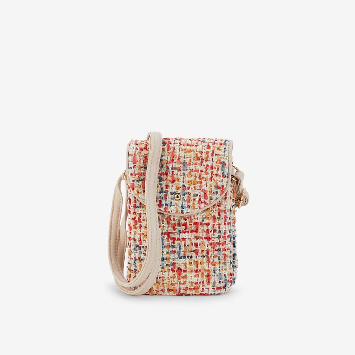 Pochette de téléphone en tweed multicolore