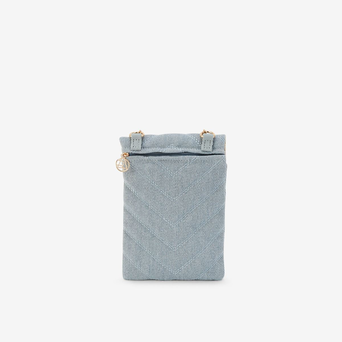 Pochette de téléphone matelassée en tissu bleu