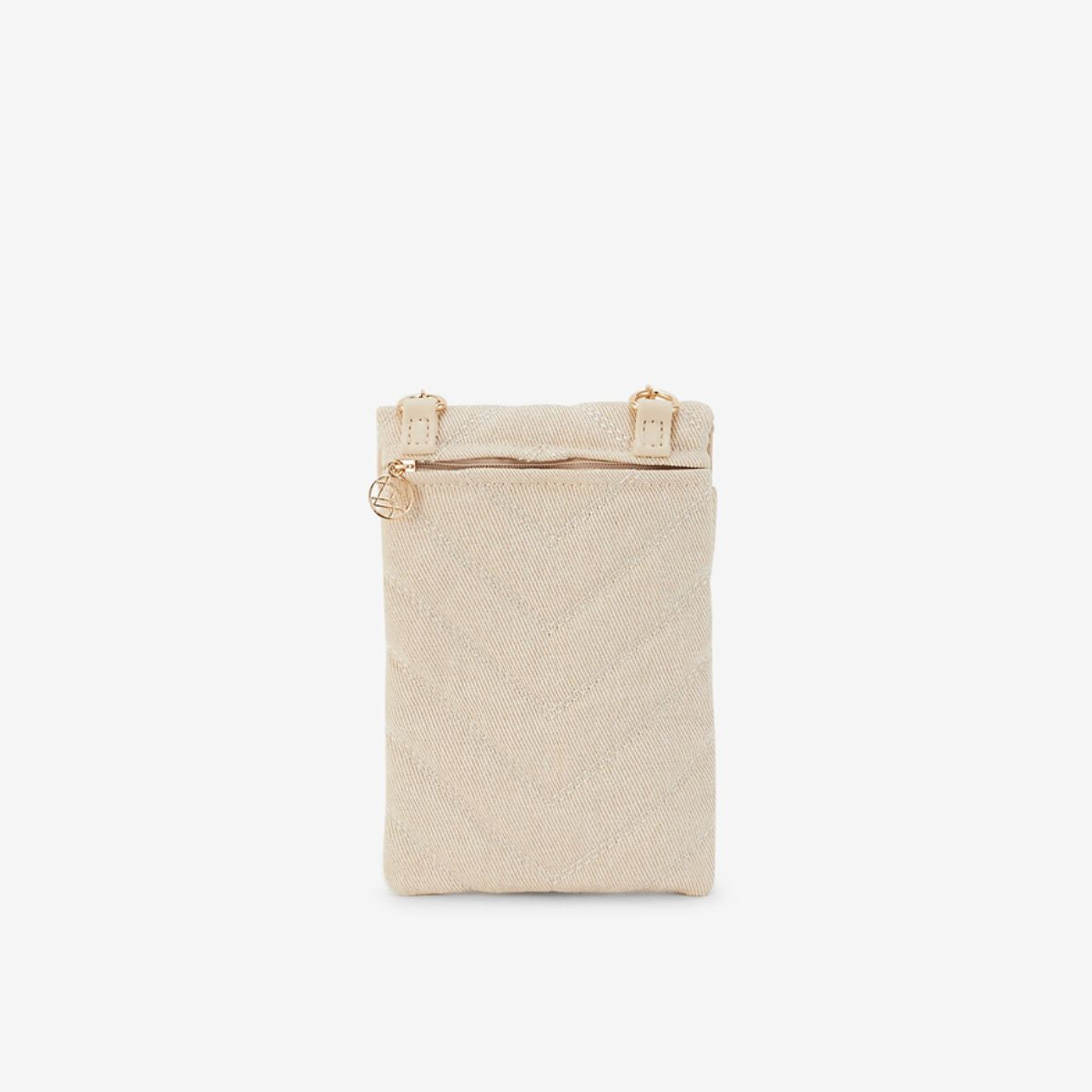 Pochette de téléphone matelassée en tissu beige