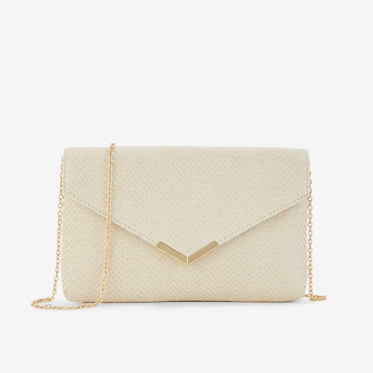Pochette effet paille ivoire