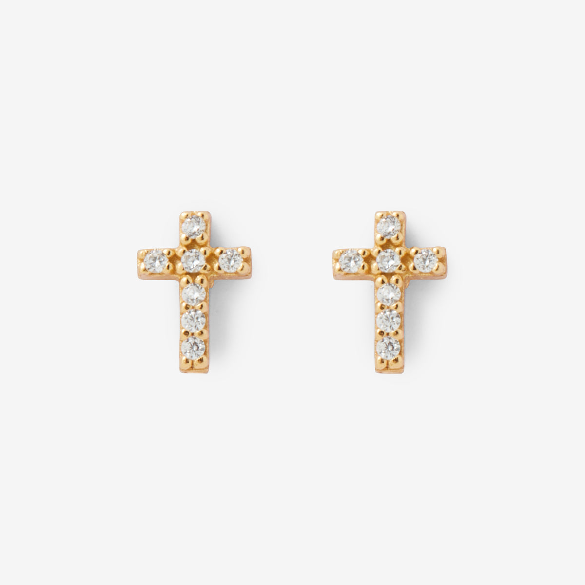 Petites puces d'oreilles en forme de croix argent garanti et zirconium