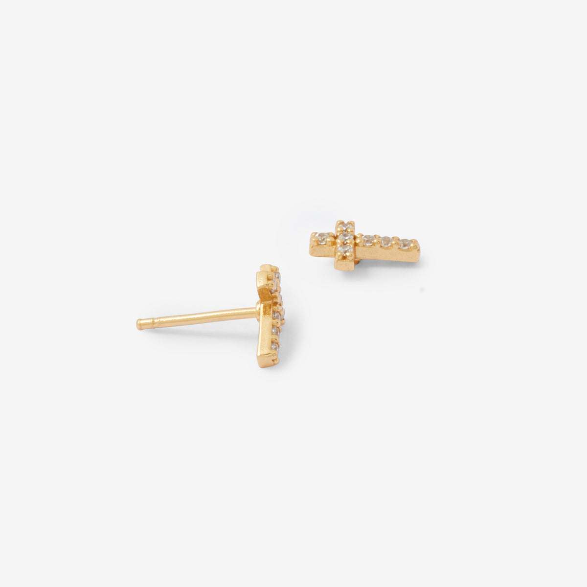Petites puces d'oreilles en forme de croix argent garanti et zirconium