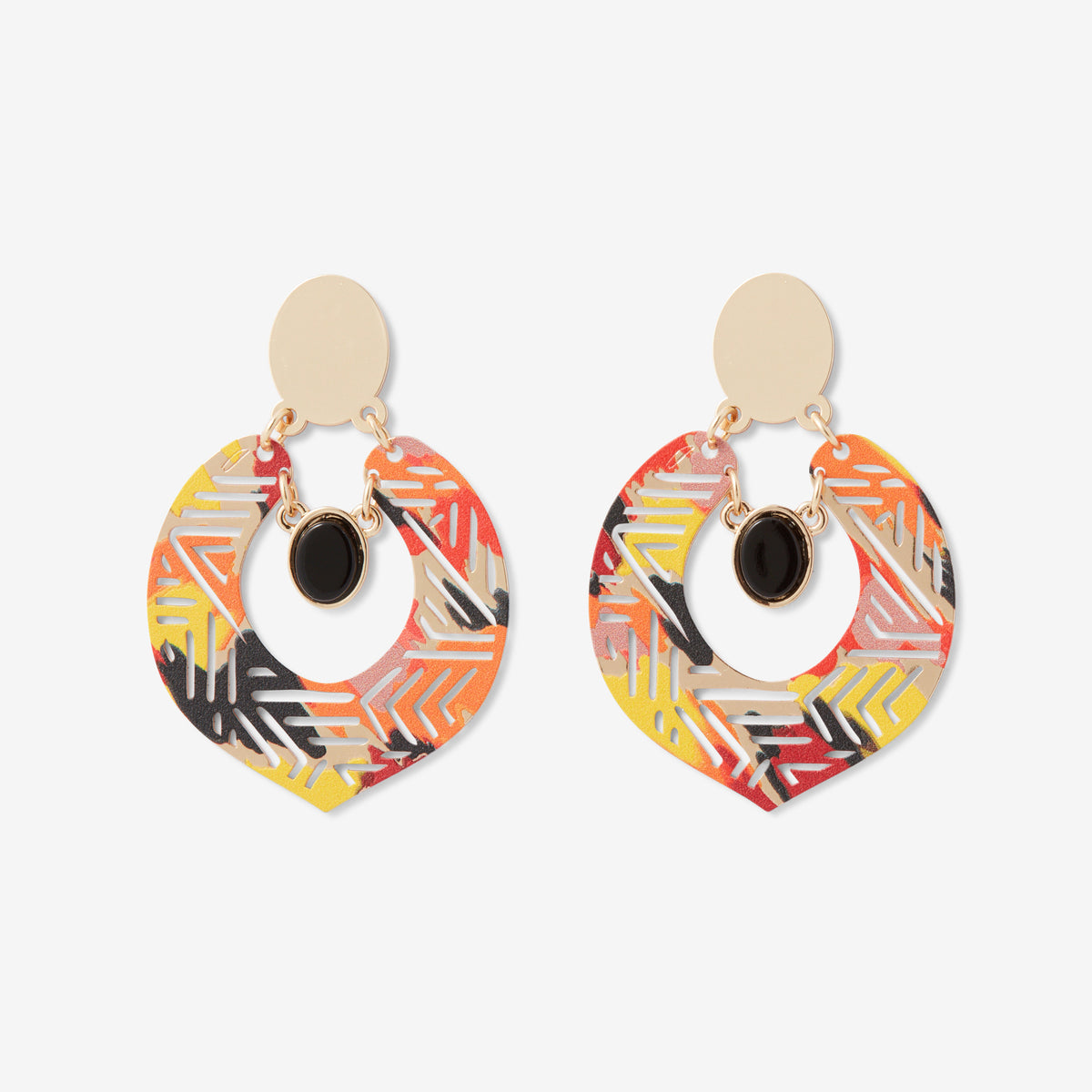 Boucles d'oreilles pendantes ajourées multicolores
