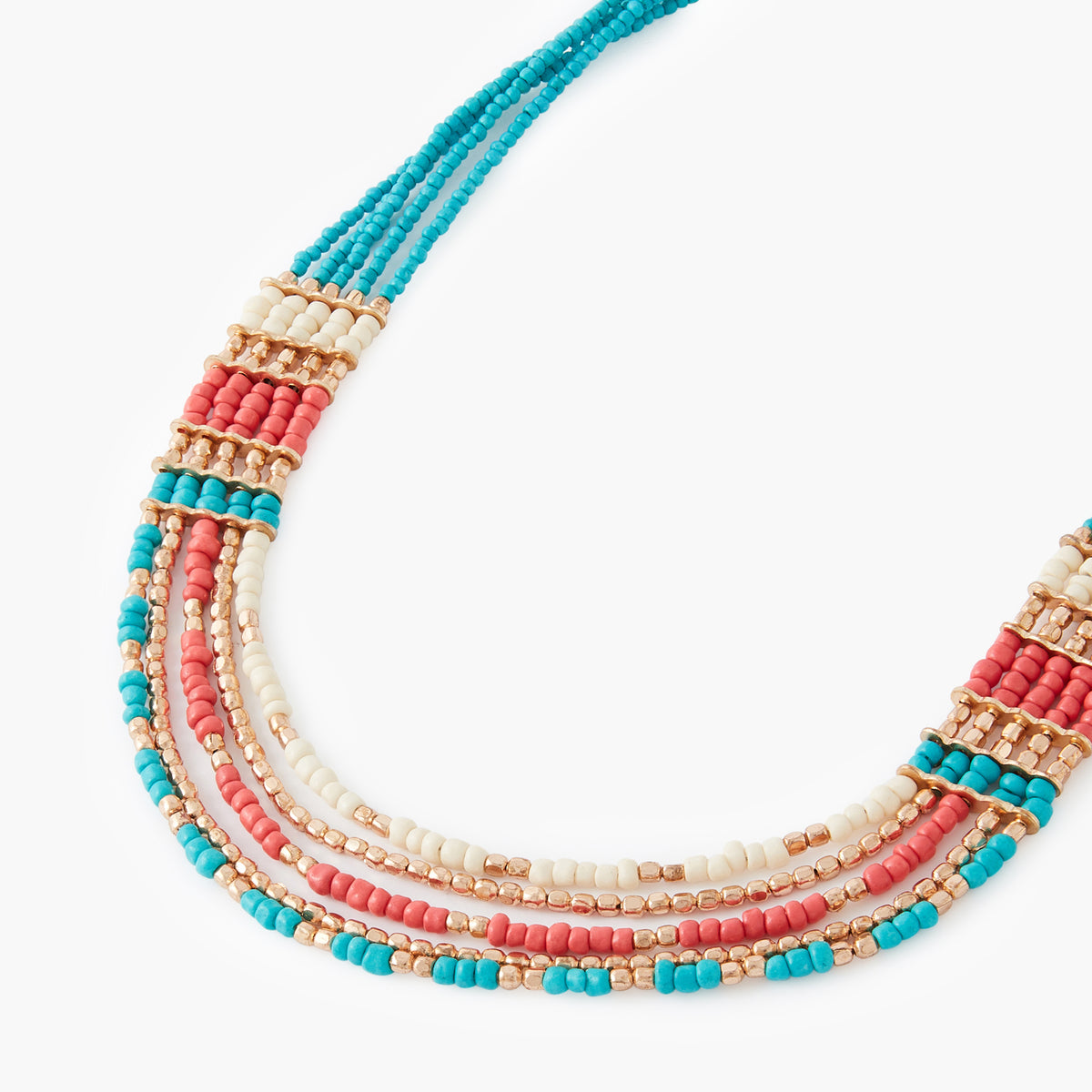 Collier plastron perles de rocaille multicolores