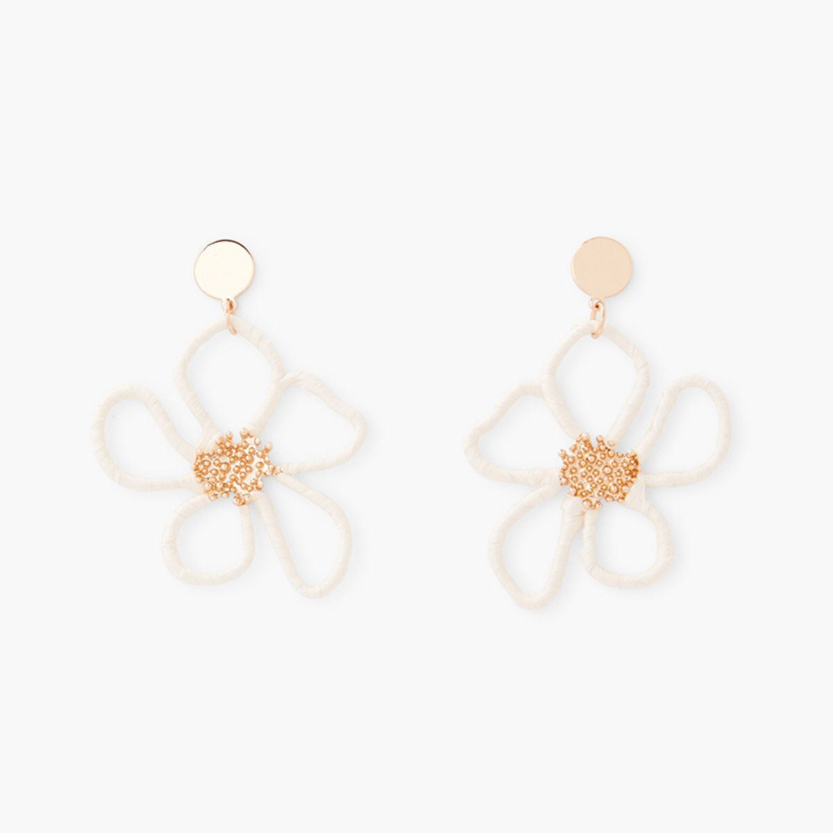 Boucles d'oreilles fleurs en raphia