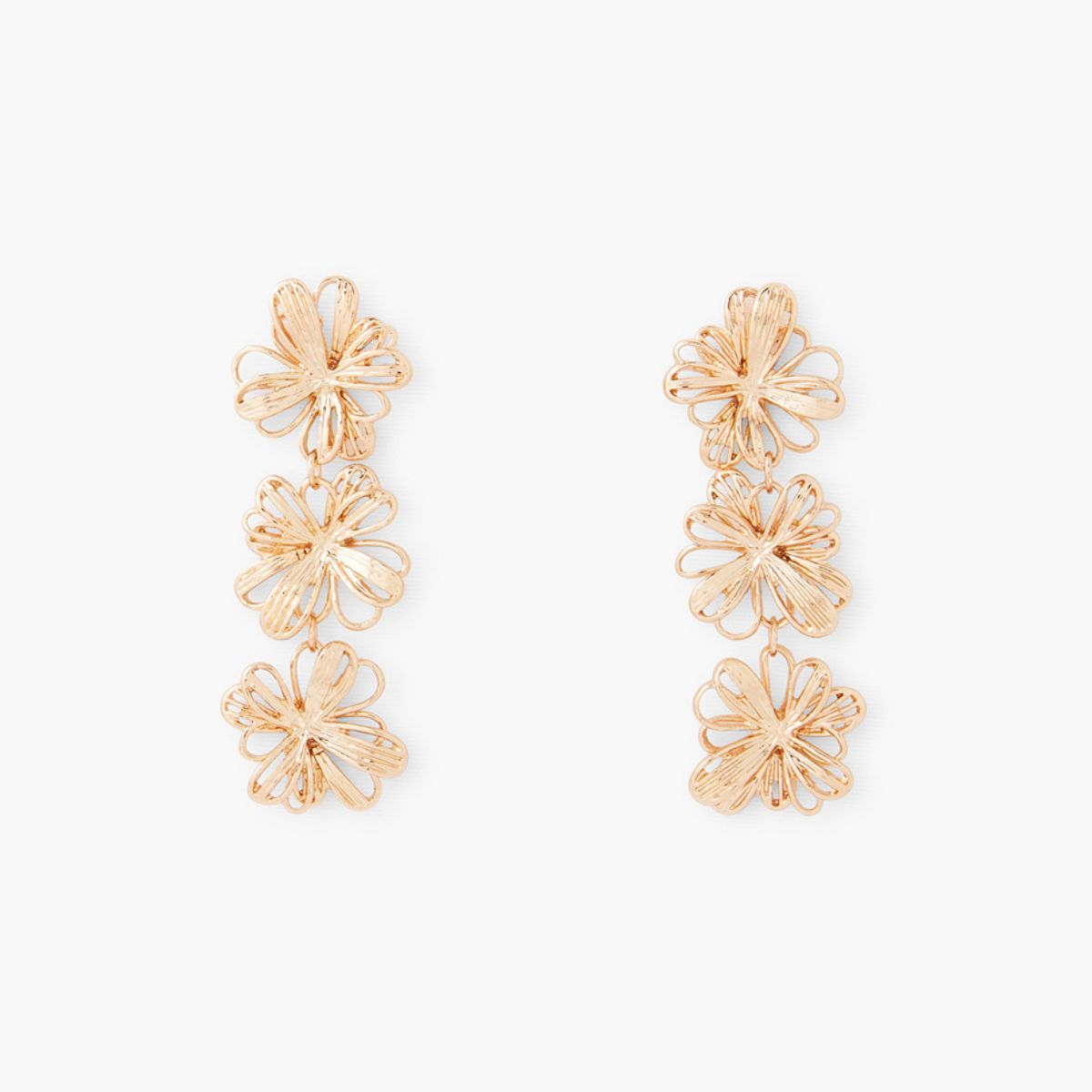 Boucles d'oreilles pendantes 3 fleurs