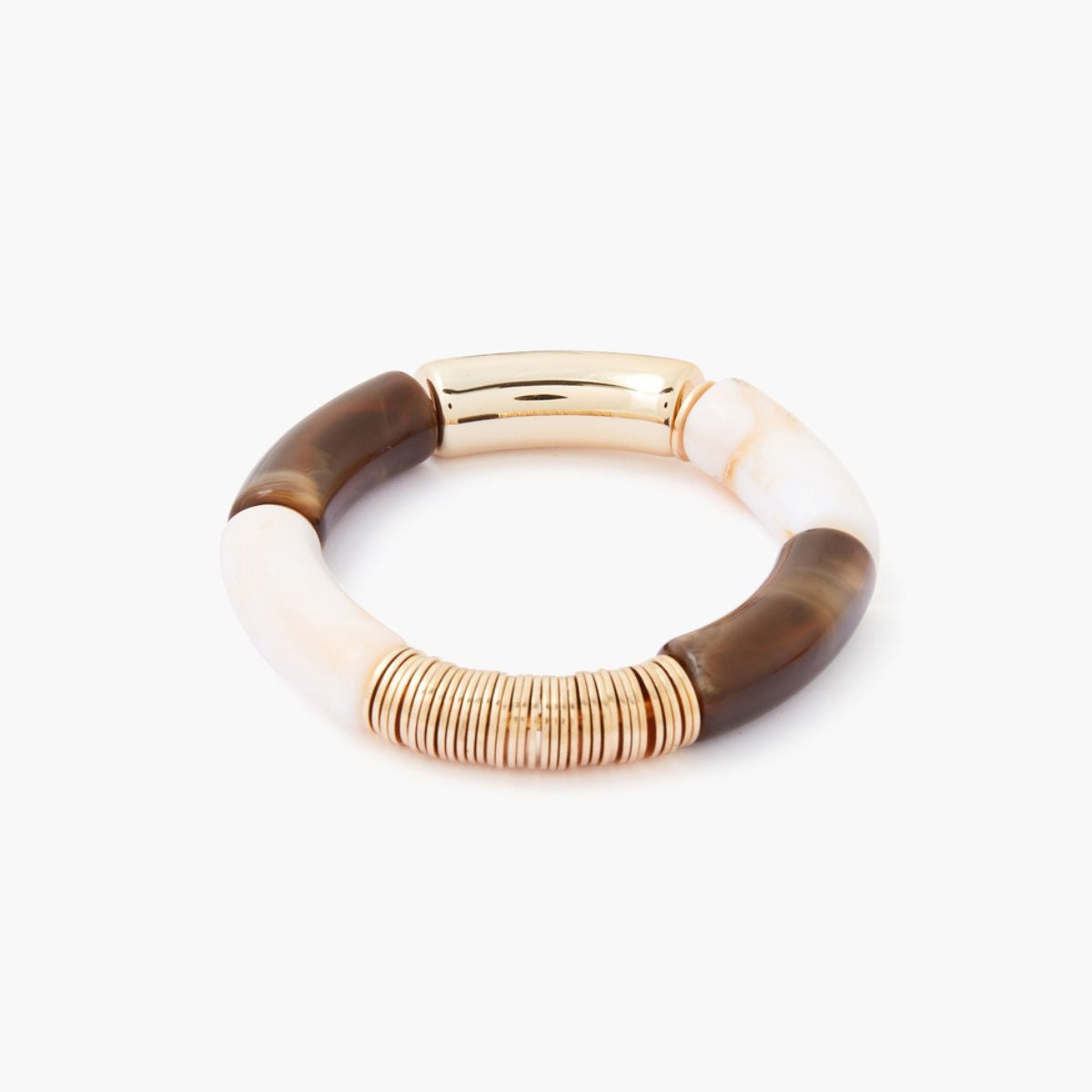 Bracelet élastique marron et doré