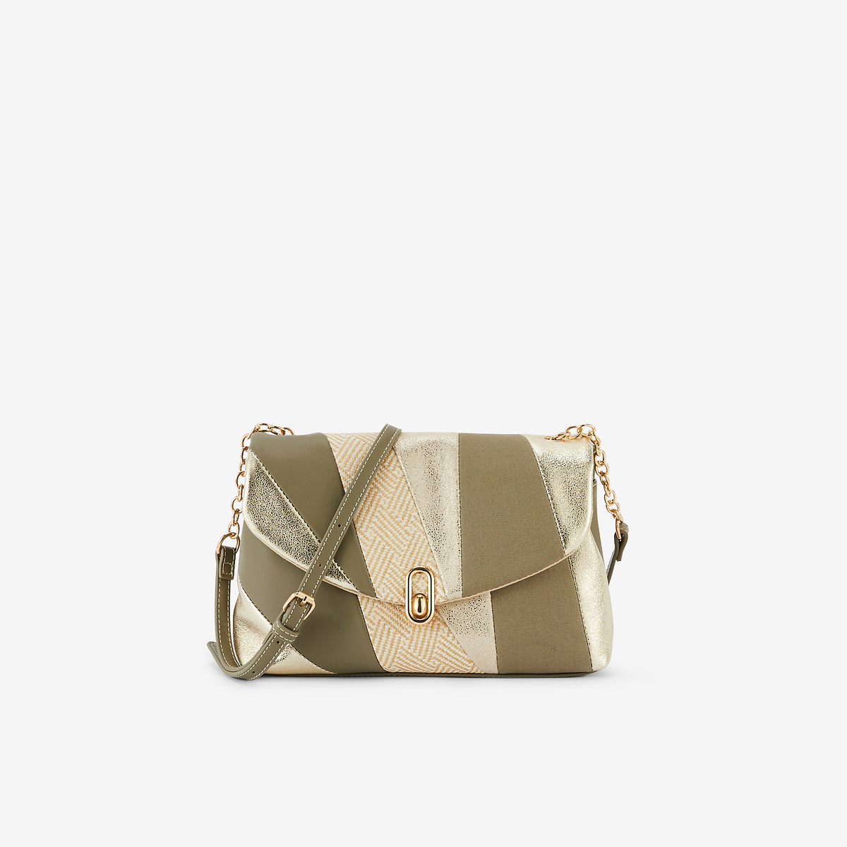 Sac à bandoulière patchwork kaki