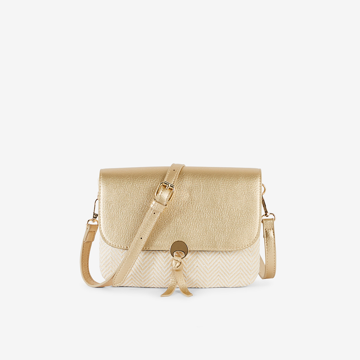 Sac à bandoulière bi-matière doré