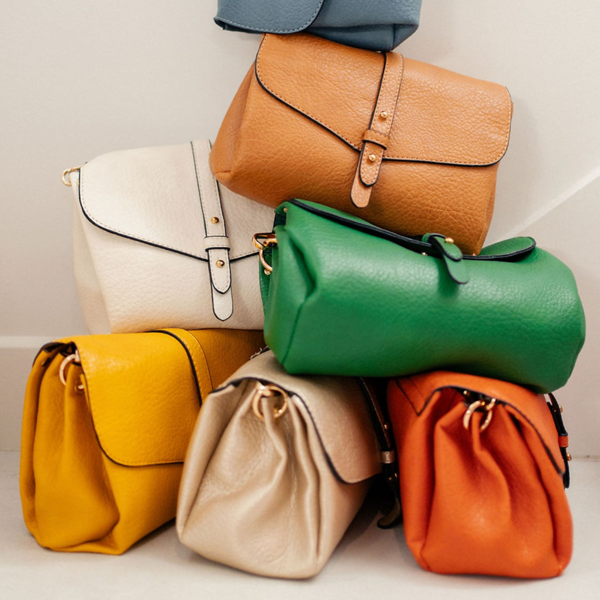 Sac à bandoulière effet grainé vert