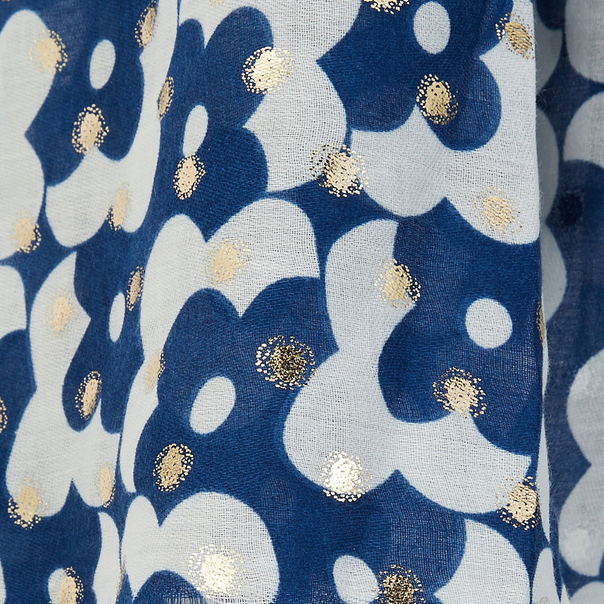 Foulard petites fleurs graphiques bleu