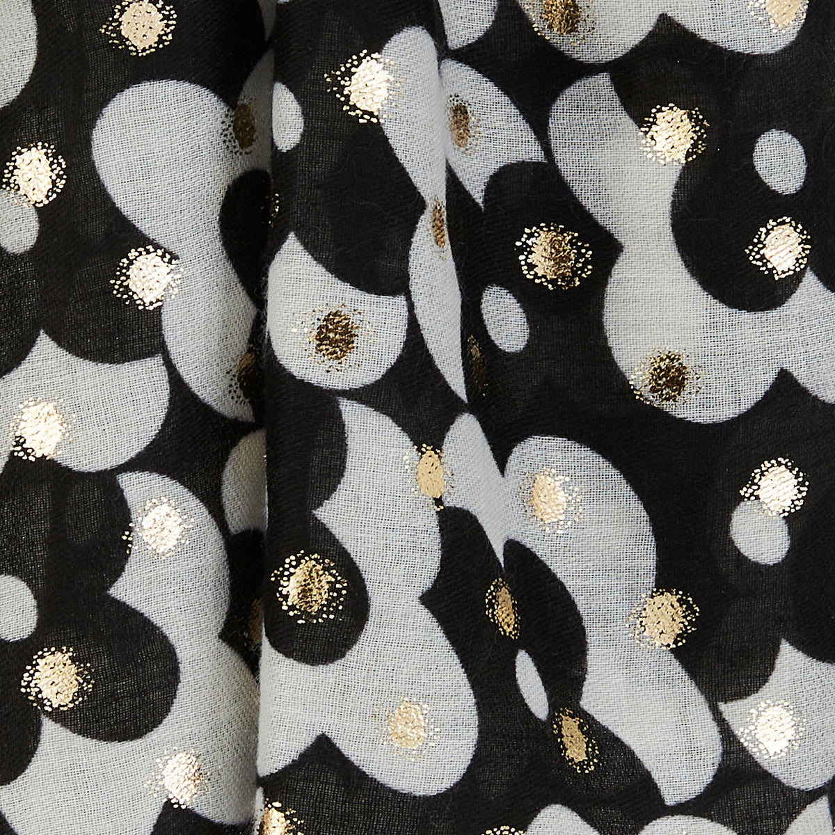 Foulard petites fleurs graphiques noir