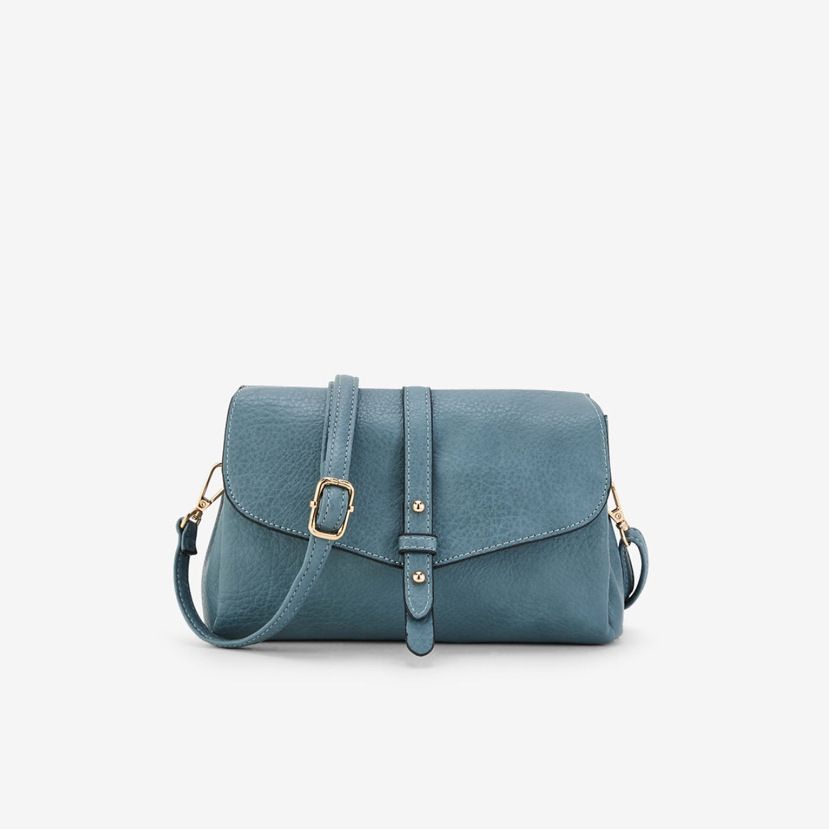 Sac à bandoulière effet grainé bleu