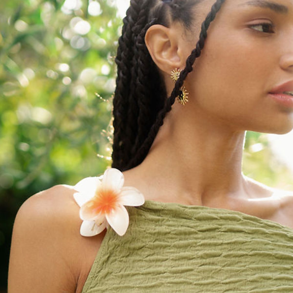 Pinces à cheveux fleur tropicale orange