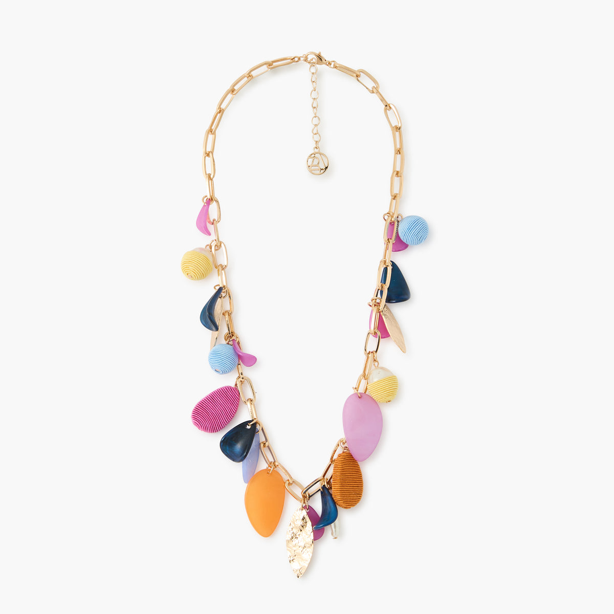 Collier chaine à breloques multicolores