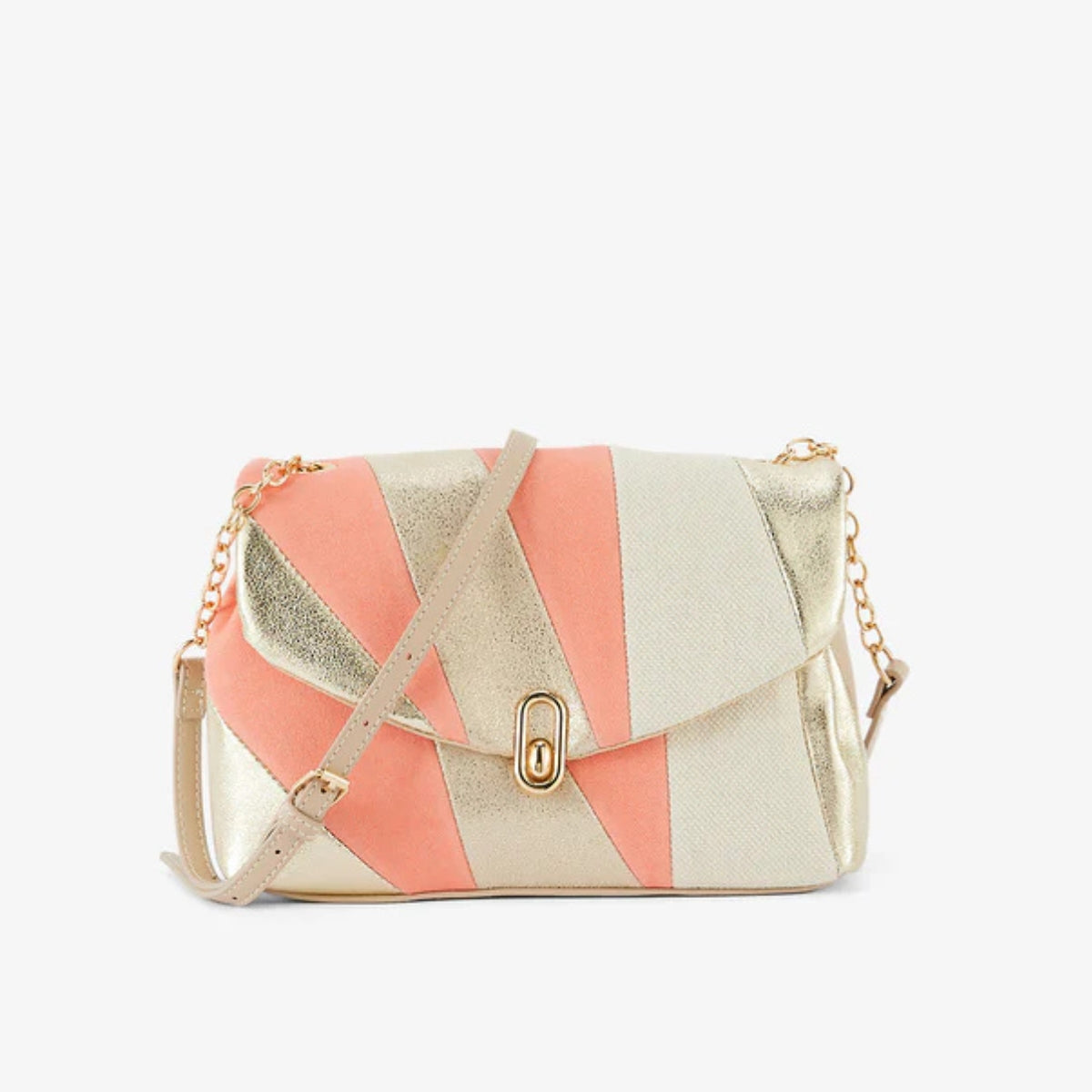Sac à bandoulière patchwork corail