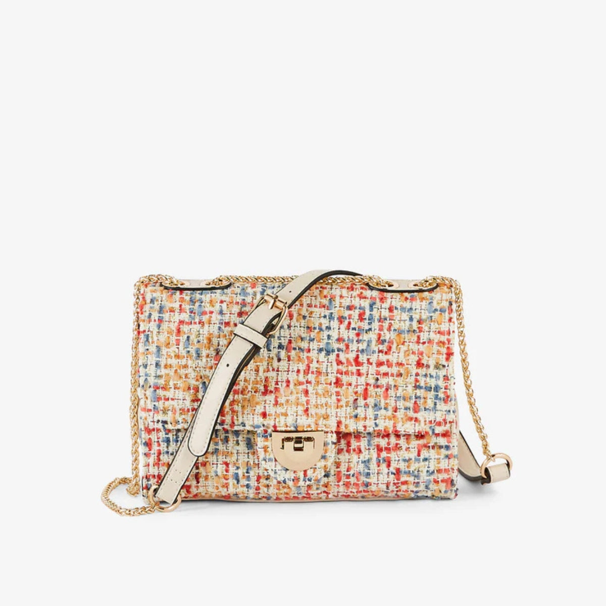 Sac à bandoulière en tweed multicolore
