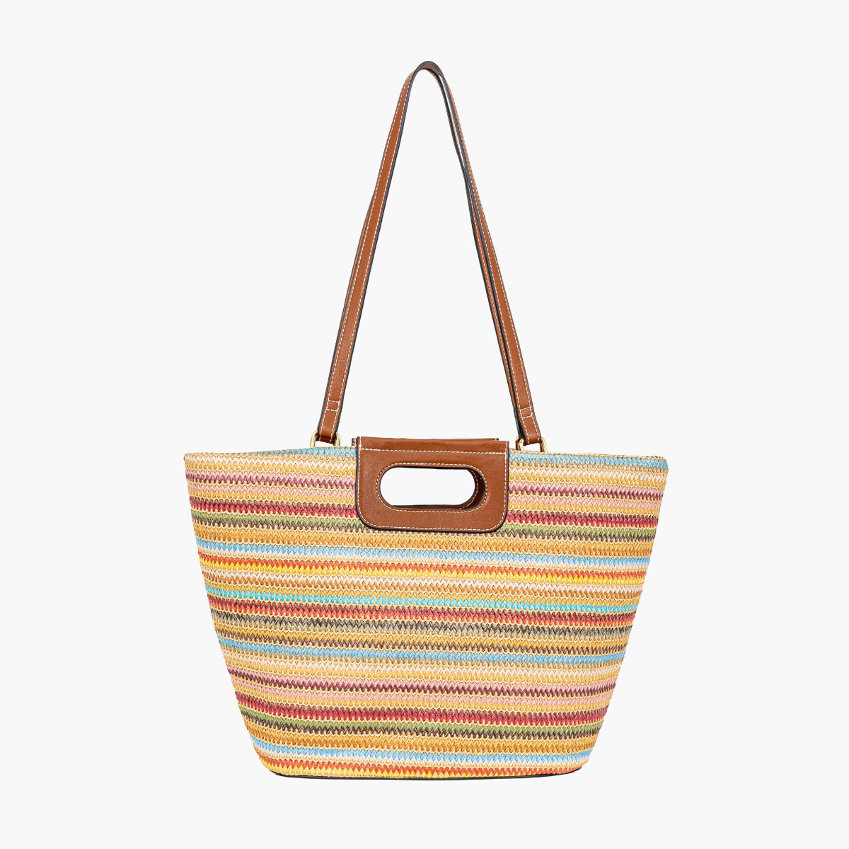 Sac effet pailles à rayures multicolore