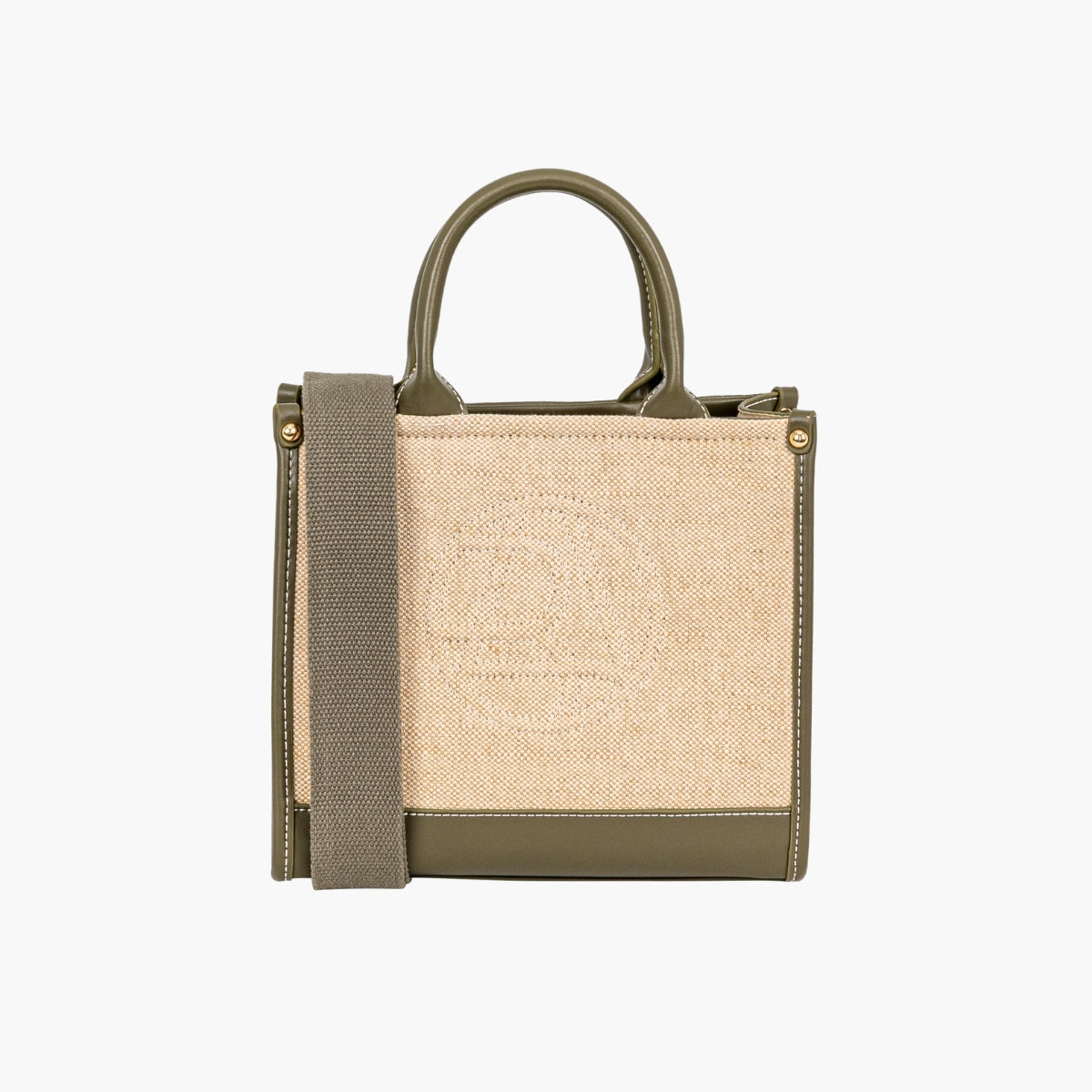 Sac porté main bi-matière kaki