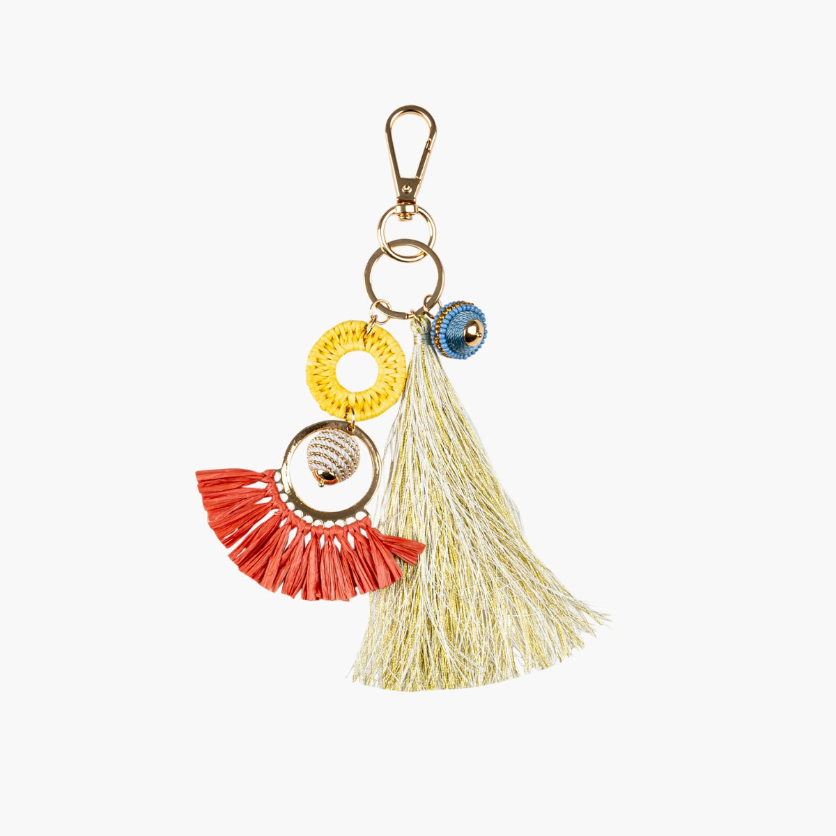 Porte-clés grigri pompon et raphia