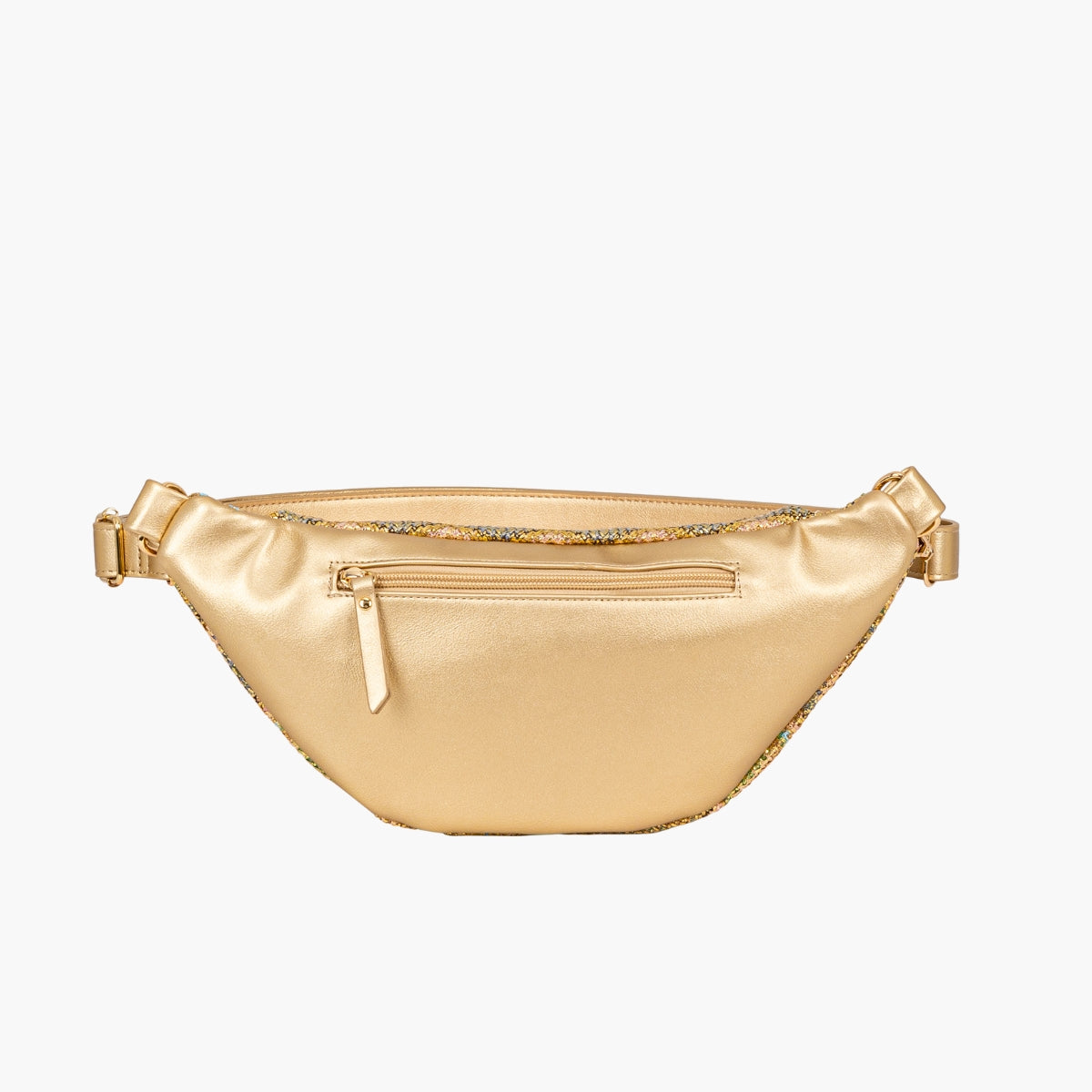 Sac banane effet paille motif zigzag multicolore