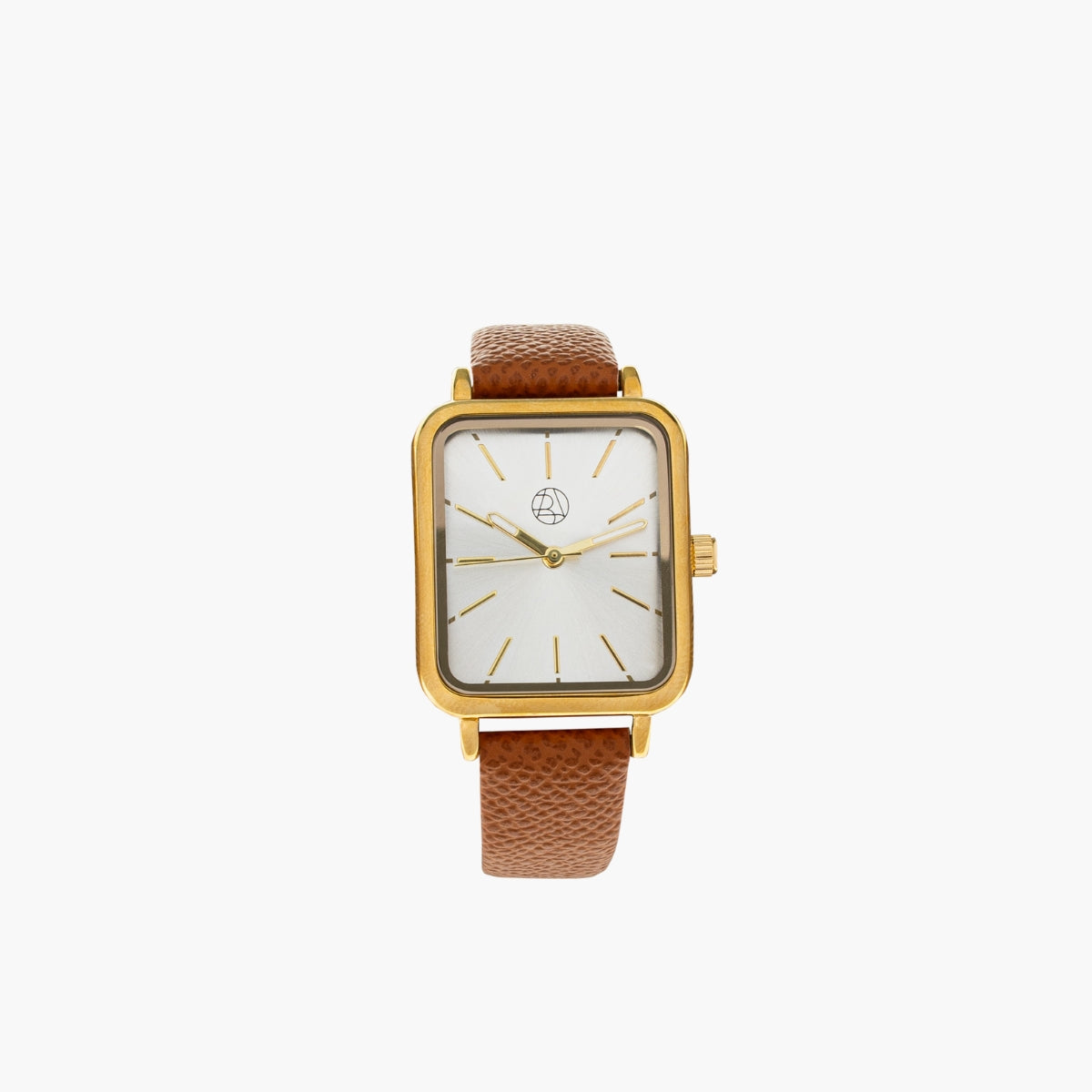 Montre cadran rectangle bracelet camel