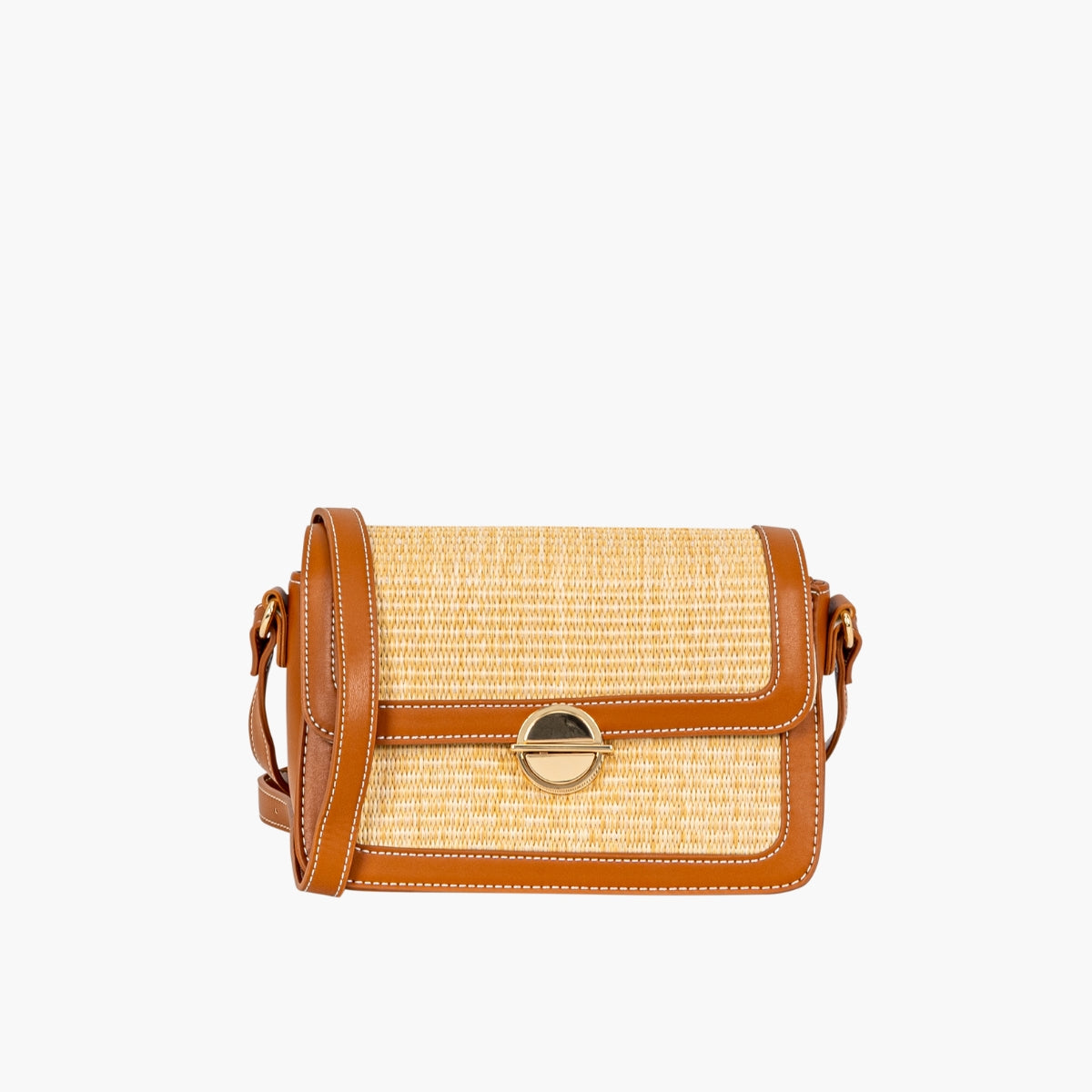 Sac à bandoulière bi matière effet paille