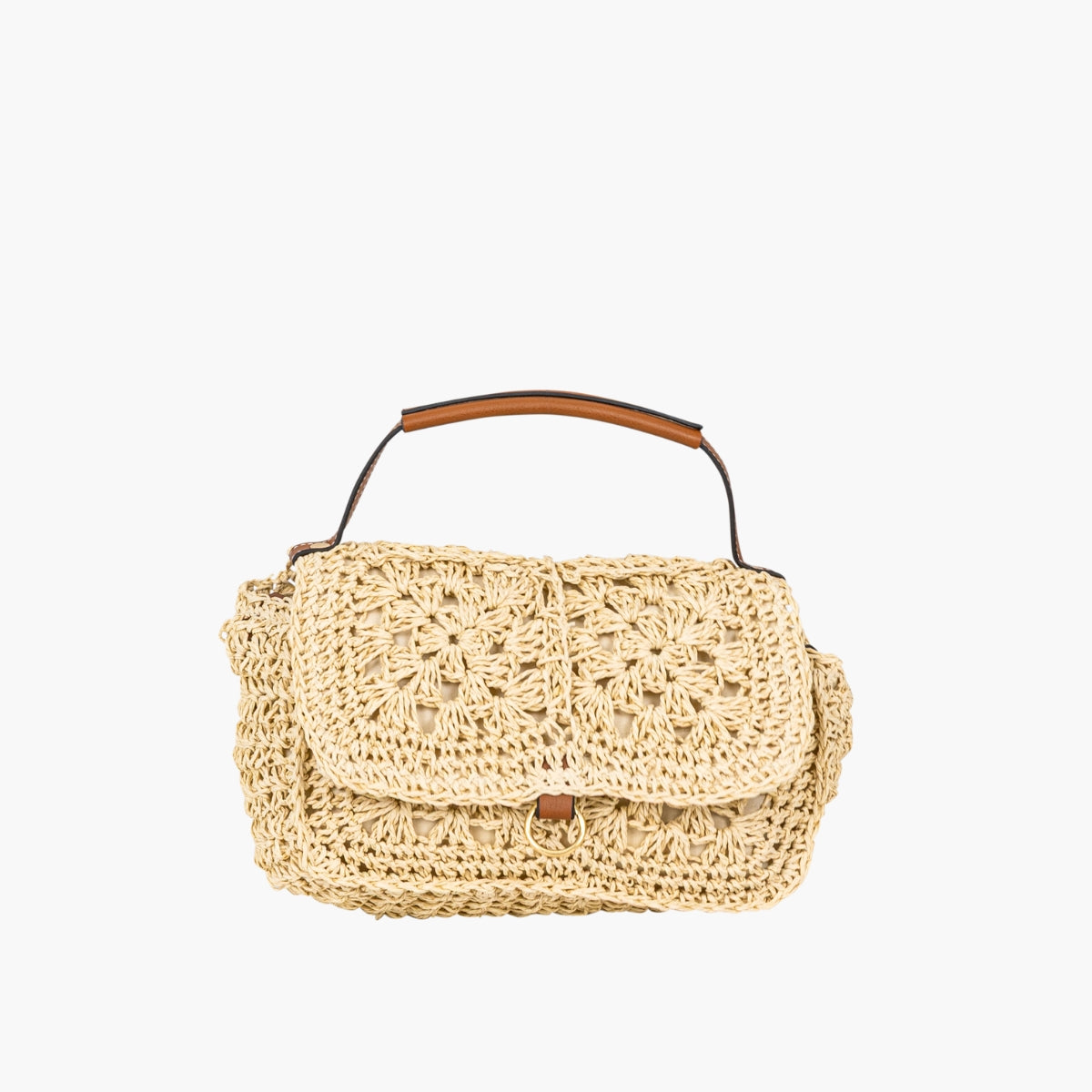 Sac à bandoulière raphia macramé beige