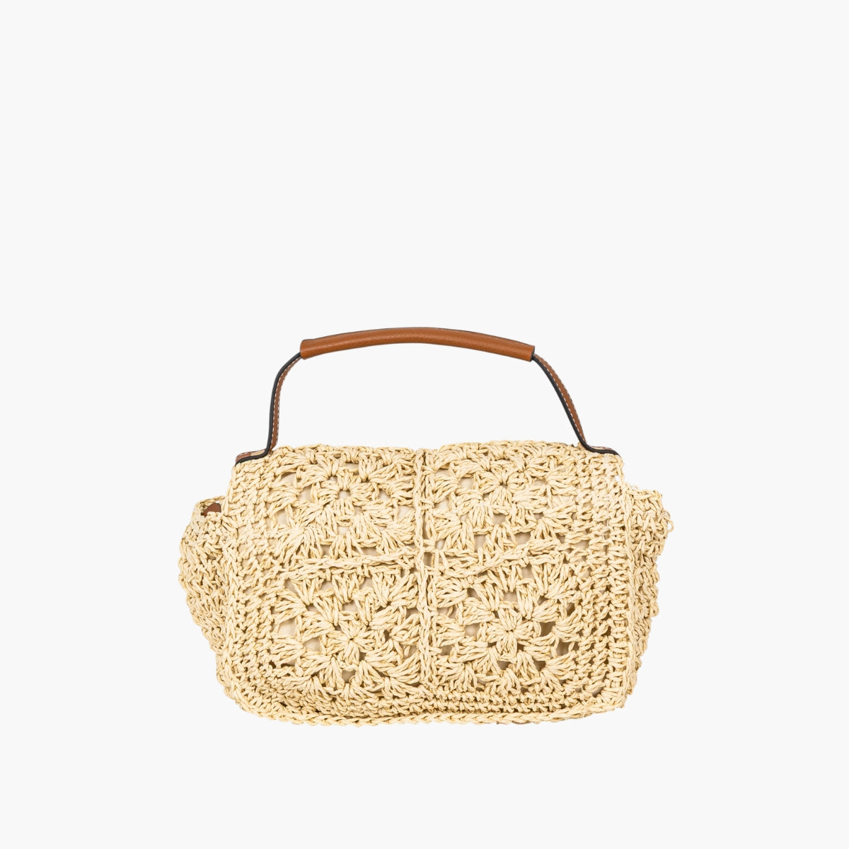 Sac à bandoulière raphia macramé beige
