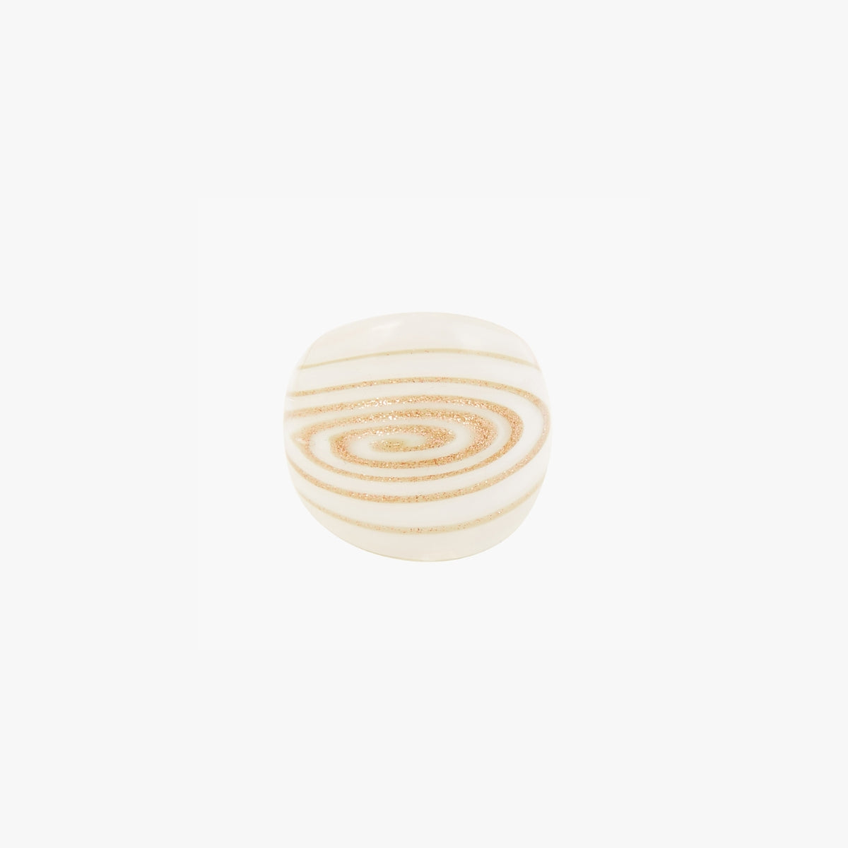 Grosse bague en verre ivoire et doré