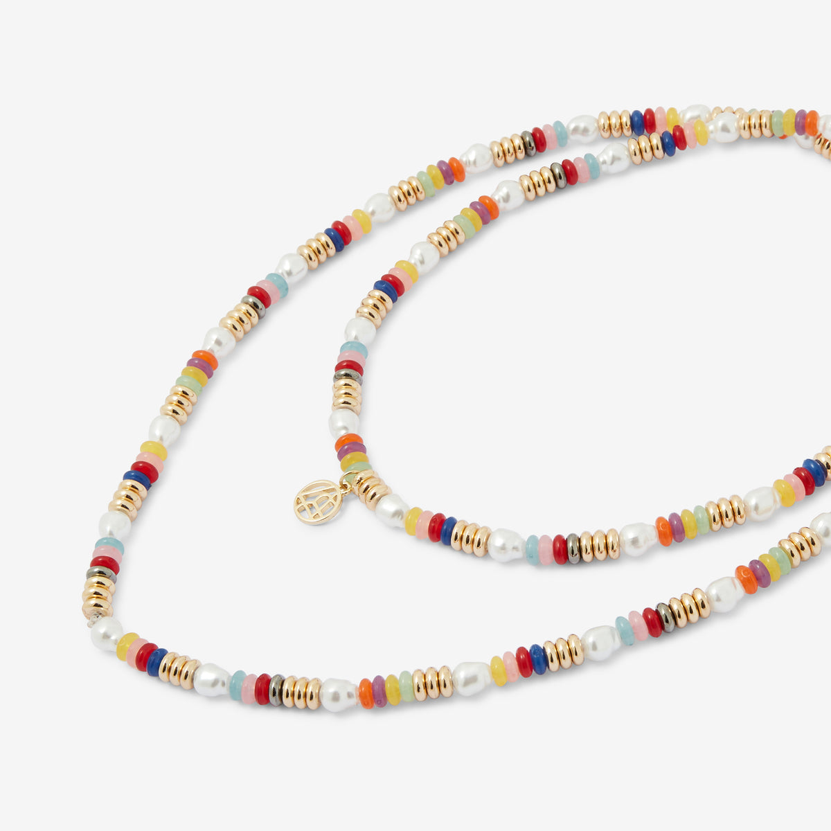 Collier 2 en 1 perles fantaisie multicolore