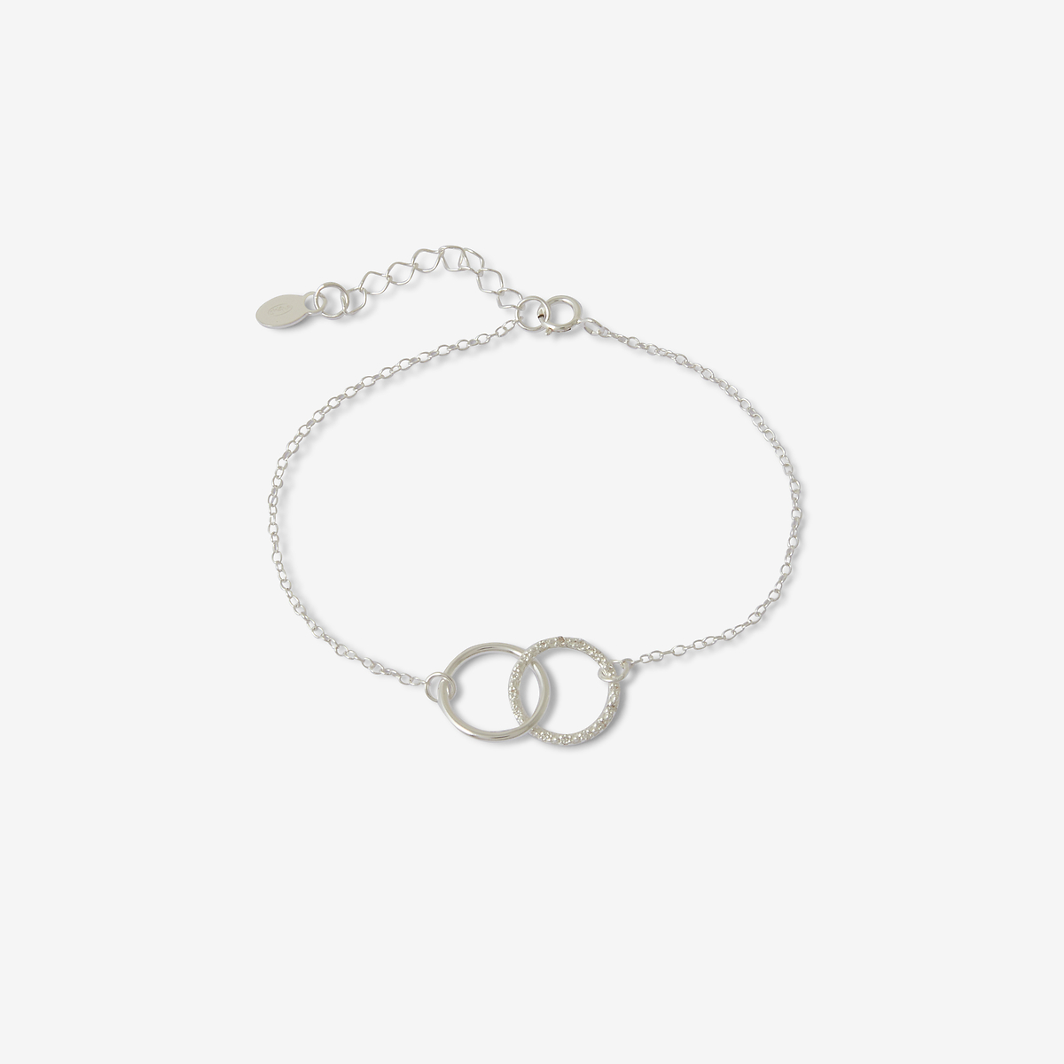 Bracelet chaine fine double anneaux avec zircon - argent garanti 925