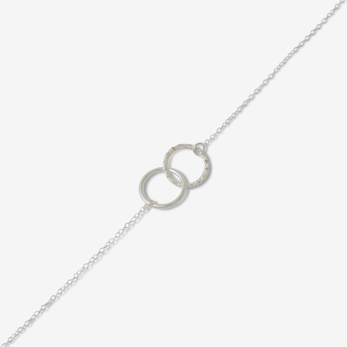 Bracelet chaine fine double anneaux avec zircon - argent garanti 925